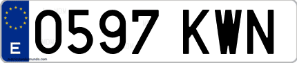 Ejemplo de matrícula de coche ordinaria 0597 KWN