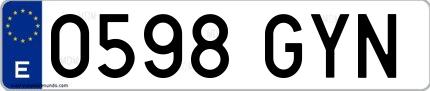 Ejemplo de matrícula española 0598 GYN