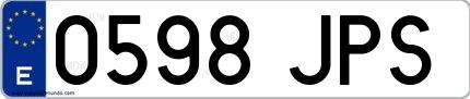 Ejemplo de matrícula española 0598 JPS