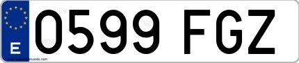 Ejemplo de matrícula española 0599 FGZ