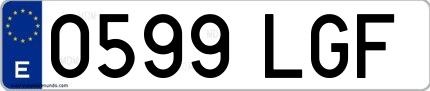 Ejemplo de matrícula española 0599 LGF