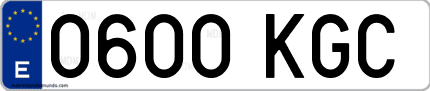 Ejemplo de matrícula de coche ordinaria 0600 KGC