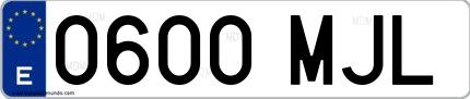 Ejemplo de matrícula española 0600 MJL