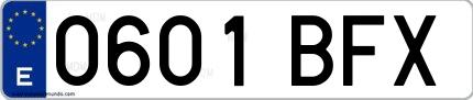 Ejemplo de matrícula española 0601 BFX