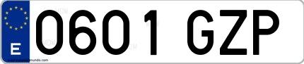 Ejemplo de matrícula española 0601 GZP