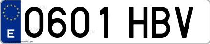 Ejemplo de matrícula española 0601 HBV