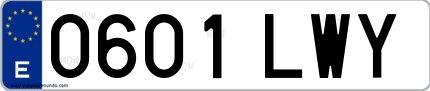 Ejemplo de matrícula española 0601 LWY
