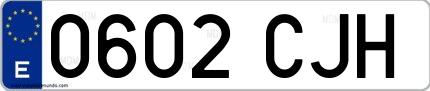 Ejemplo de matrícula de coche ordinaria 0602 CJH