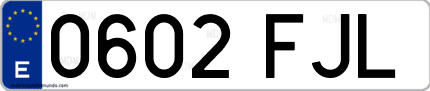 Ejemplo de matrícula de coche ordinaria 0602 FJL