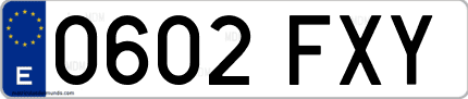 Ejemplo de matrícula de coche ordinaria 0602 FXY