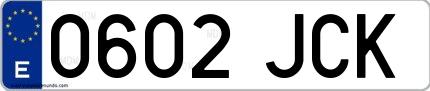 Ejemplo de matrícula española 0602 JCK