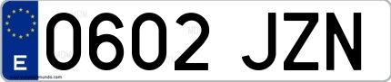 Ejemplo de matrícula española 0602 JZN