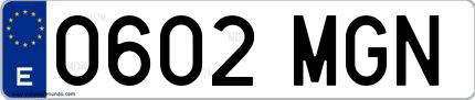 Ejemplo de matrícula española 0602 MGN