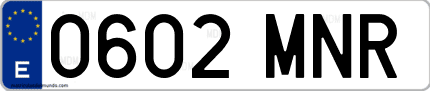 Ejemplo de matrícula de coche ordinaria 0602 MNR
