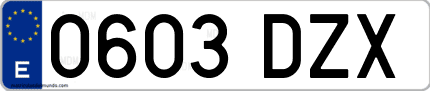 Ejemplo de matrícula de coche ordinaria 0603 DZX