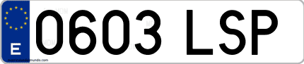 Ejemplo de matrícula de coche ordinaria 0603 LSP
