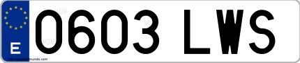 Ejemplo de matrícula española 0603 LWS