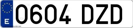 Ejemplo de matrícula española 0604 DZD