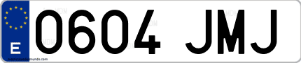 Ejemplo de matrícula de coche ordinaria 0604 JMJ