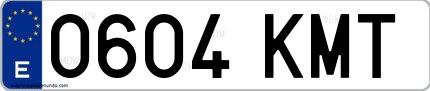 Ejemplo de matrícula española 0604 KMT