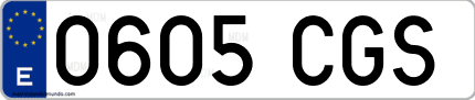 Ejemplo de matrícula de coche ordinaria 0605 CGS
