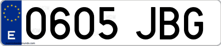 Ejemplo de matrícula de coche ordinaria 0605 JBG