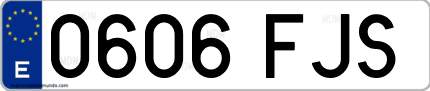 Ejemplo de matrícula de coche ordinaria 0606 FJS