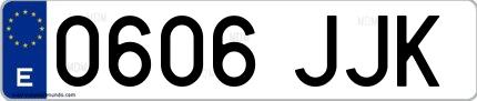 Ejemplo de matrícula española 0606 JJK