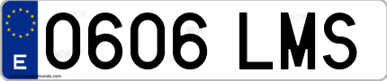 Ejemplo de matrícula de coche ordinaria 0606 LMS