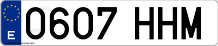 Ejemplo de matrícula de coche ordinaria 0607 HHM