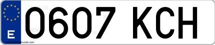 Ejemplo de matrícula española 0607 KCH