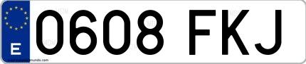 Ejemplo de matrícula española 0608 FKJ