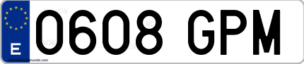 Ejemplo de matrícula de coche ordinaria 0608 GPM