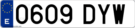 Ejemplo de matrícula de coche ordinaria 0609 DYW