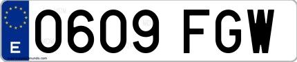 Ejemplo de matrícula española 0609 FGW