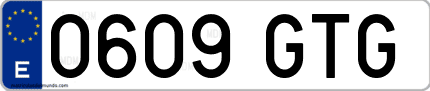 Ejemplo de matrícula de coche ordinaria 0609 GTG