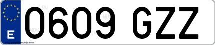Ejemplo de matrícula española 0609 GZZ