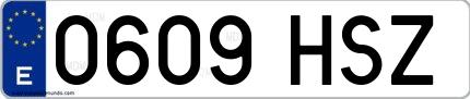 Ejemplo de matrícula española 0609 HSZ
