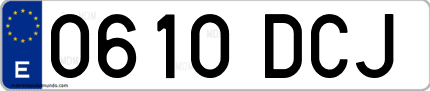 Ejemplo de matrícula de coche ordinaria 0610 DCJ