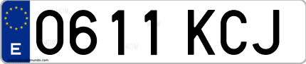 Ejemplo de matrícula de coche ordinaria 0611 KCJ