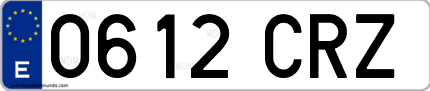 Ejemplo de matrícula de coche ordinaria 0612 CRZ