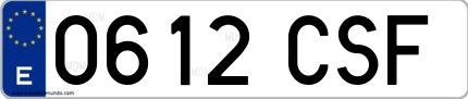 Ejemplo de matrícula de coche ordinaria 0612 CSF