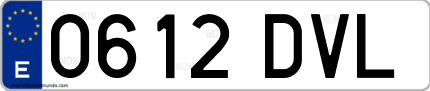 Ejemplo de matrícula de coche ordinaria 0612 DVL