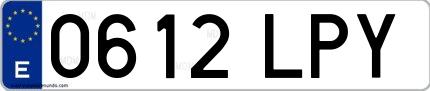 Ejemplo de matrícula española 0612 LPY