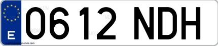 Ejemplo de matrícula española 0612 NDH