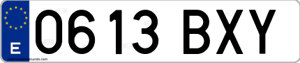 Ejemplo de matrícula de coche ordinaria 0613 BXY