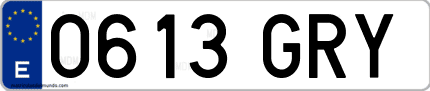 Ejemplo de matrícula de coche ordinaria 0613 GRY