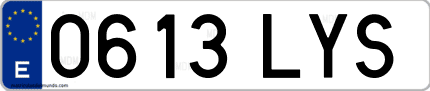 Ejemplo de matrícula de coche ordinaria 0613 LYS