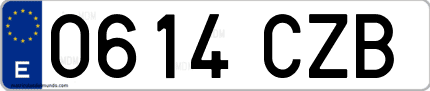 Ejemplo de matrícula de coche ordinaria 0614 CZB