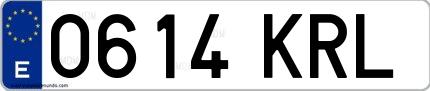 Ejemplo de matrícula española 0614 KRL